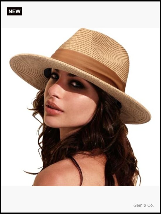 Women\'s Straw Panama Sun Hat Wide Brim Fedora UPF 50+ main image 6